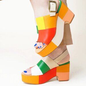 Charlotte Stone x Aelfie Elena Colorful Platform Slingback Heels 10